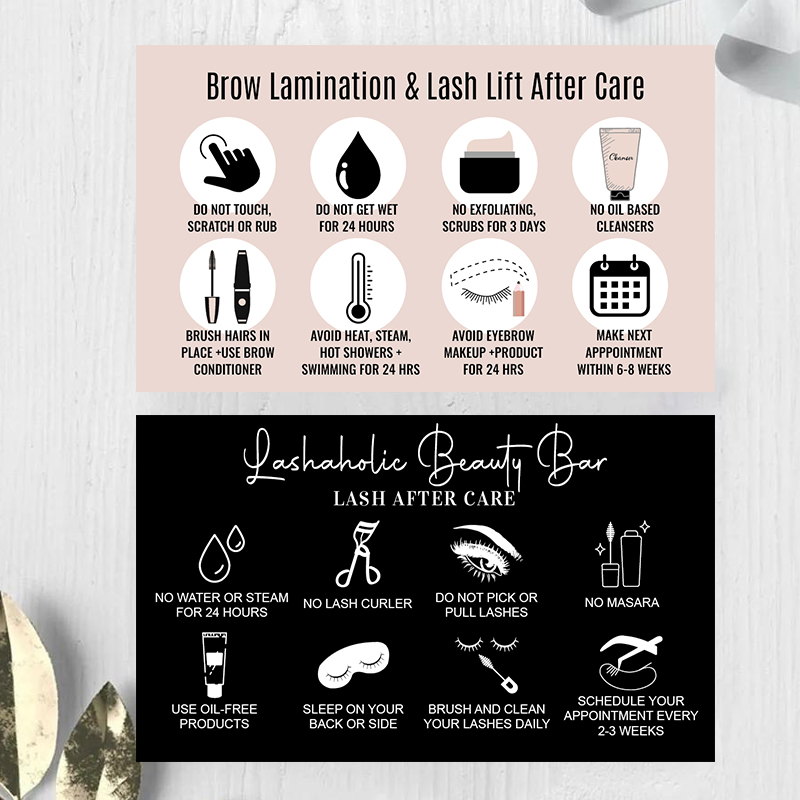 Eyelash Extension Aftercare - Özel Kirpik Uzatma Sadakat Kartları Talimat